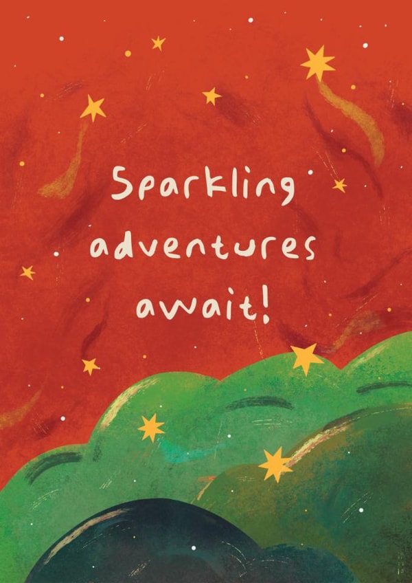 Classic Leaving Card - Sparkling Adventures Await! - Stars created by Zove Ahh