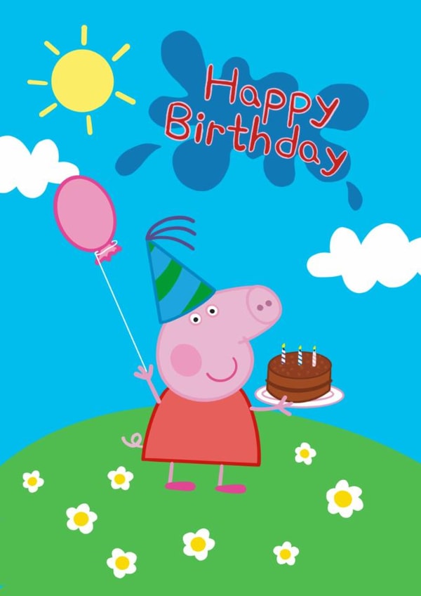 Peppa Pig celebrates birthday fun, in a playful design for children. created by Sharonflemingart