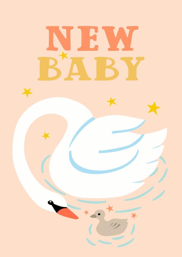 Cute New Baby Card – Swan And Duckling created by EllaBellaBlue