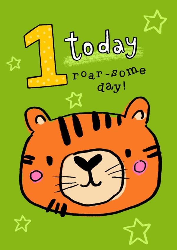 Cute Birthday Card - 1st - Tiger created by Louise Kade