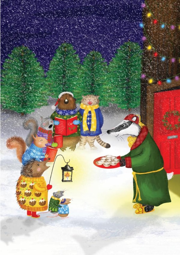 Cute Christmas Card - Woodland Animals - Carol Singing created by LeopardyNonsense