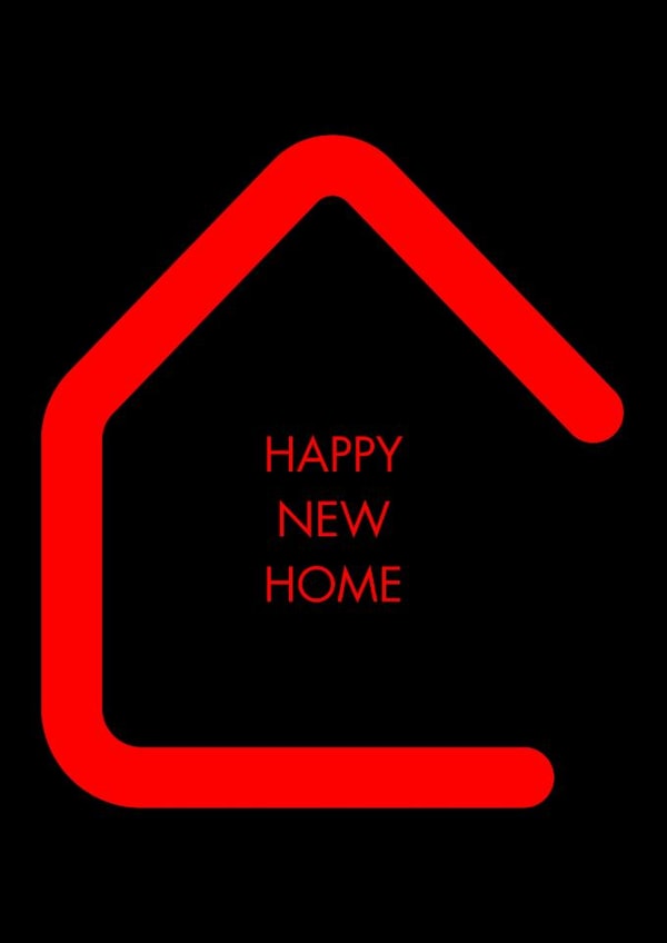 Modern Minimalist New Home Card – Bold Red House Outline, Happy New Home created by Impossible Fox Designs