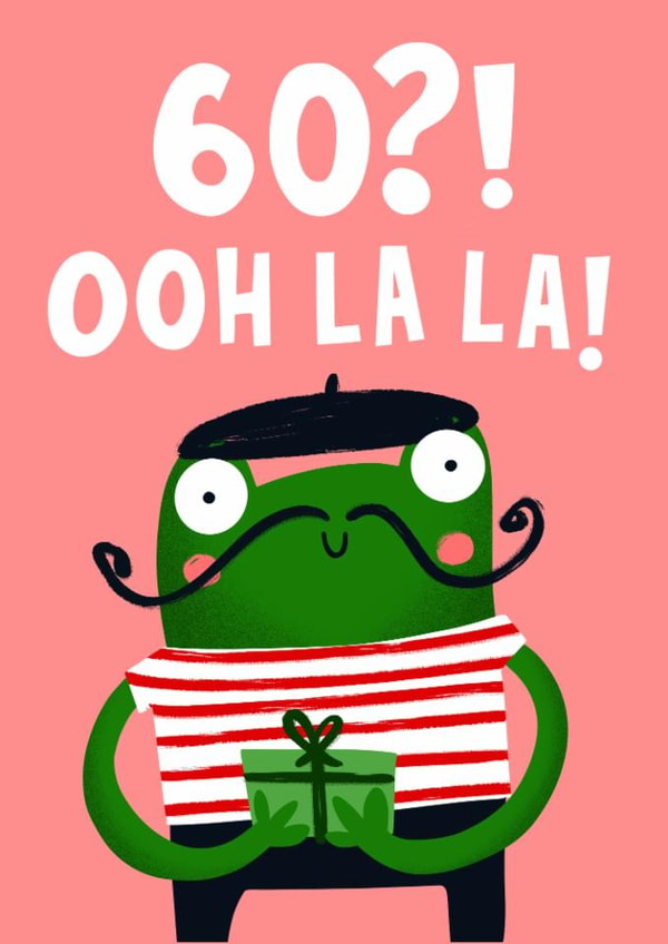 Cute 60th Birthday Card - French Frog - Ooh La La created by Lucy Maggie Designs