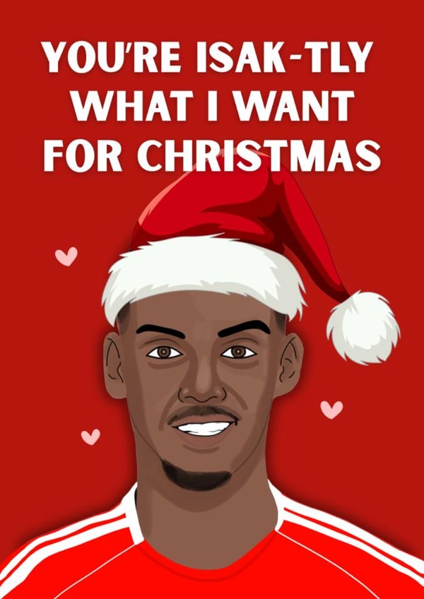 Alexander Isak Liverpool Christmas Card created by Original Fox Cards