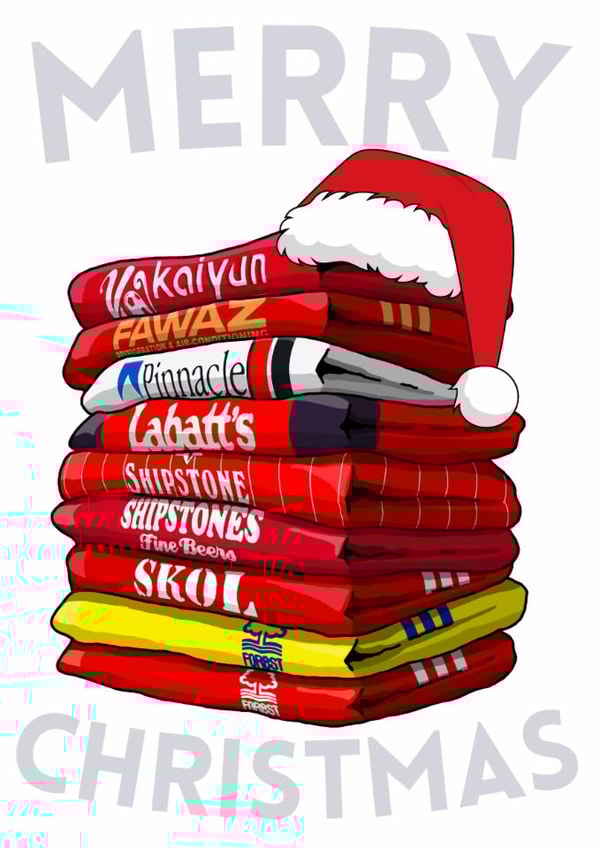 Classic Christmas Card - Nottingham Forest - Football Shirts created by Pedges Houseboat