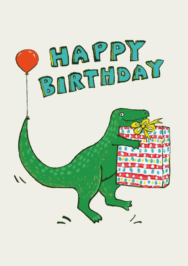 Cute Birthday Card - Party Dinosaur created by Paper Bird