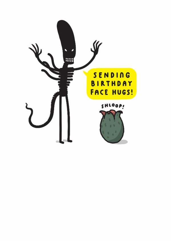 Funny Birthday Card - Alien - Sending Birthday Face Hugs created by mungo and shoddy