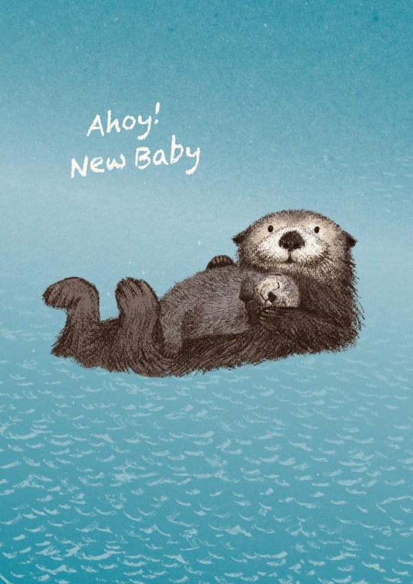 Cute New Baby Card - Otters - Ahoy! created by Paper Bird