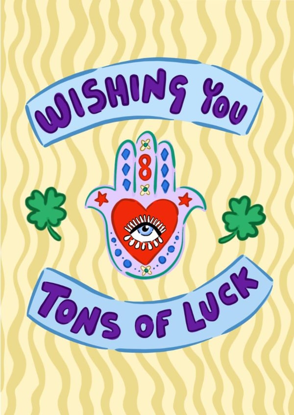 Fun Good Luck Card – Hamsa Hand - Clover created by Hello Melody