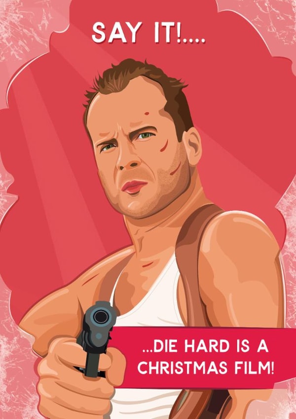 Funny Die Hard Christmas Card- Bruce Willis- John McClane created by Helen Rodgers