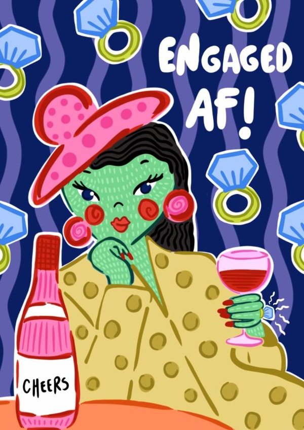 Funny Engagement Card – Engaged AF! created by Hello Melody