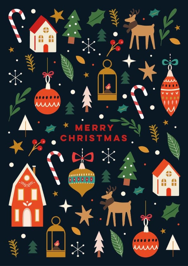 Classic Christmas Card - Festive Foliage - Reindeers created by Eli the Goat