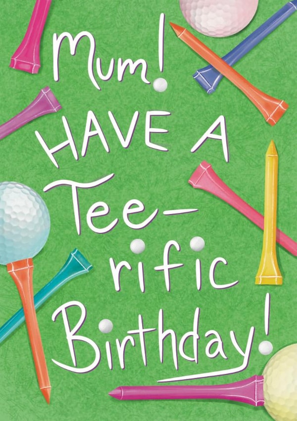 Punny Golf Birthday Card - For Mum - Golf Balls and Golf Tees created by Big Heart Designs