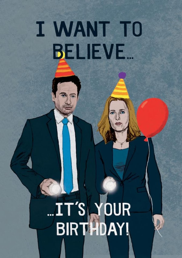 Fun Birthday Card - X-Files - Mulder And Scully created by Pencilface