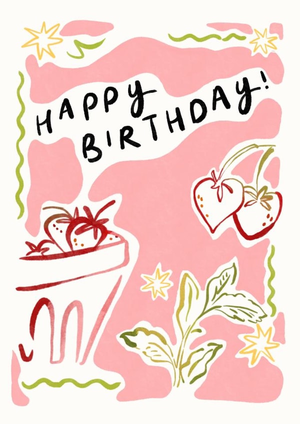Strawberries Pink Birthday Card created by Lauren Barclay