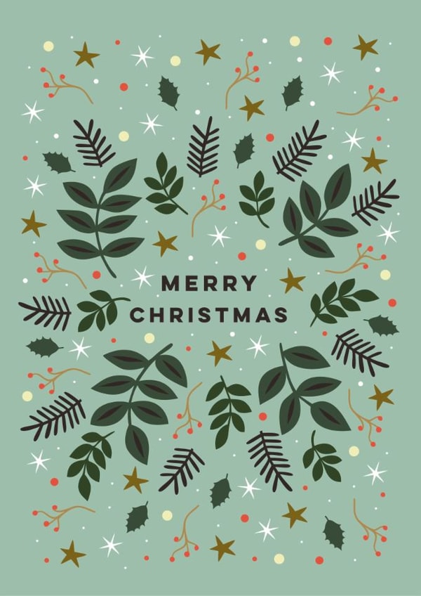 Classic Christmas Card - Stars - Holly & Ivy created by Eli the Goat