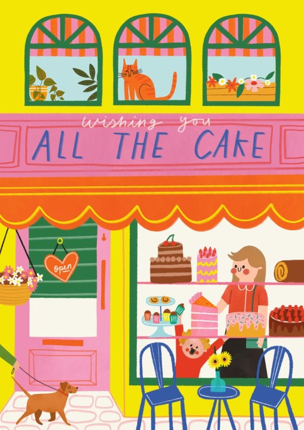 Cute Birthday Card - Wishing You All The Cake - Cake Shop created by AbiGoLucky