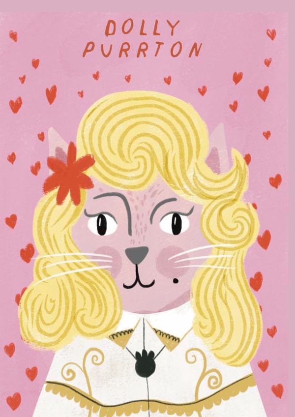 Cute Birthday Card - Dolly Parton - Dolly Purrton created by Niaski