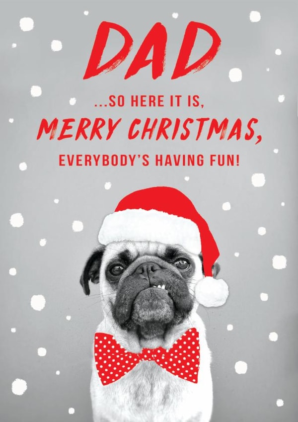 Cute Christmas Card - For Dad - Pug created by Paperlink and Meraki Greeting Cards