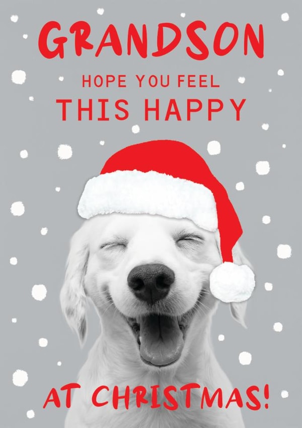 Cute Christmas Card - For Grandson - Puppy created by Paperlink and Meraki Greeting Cards