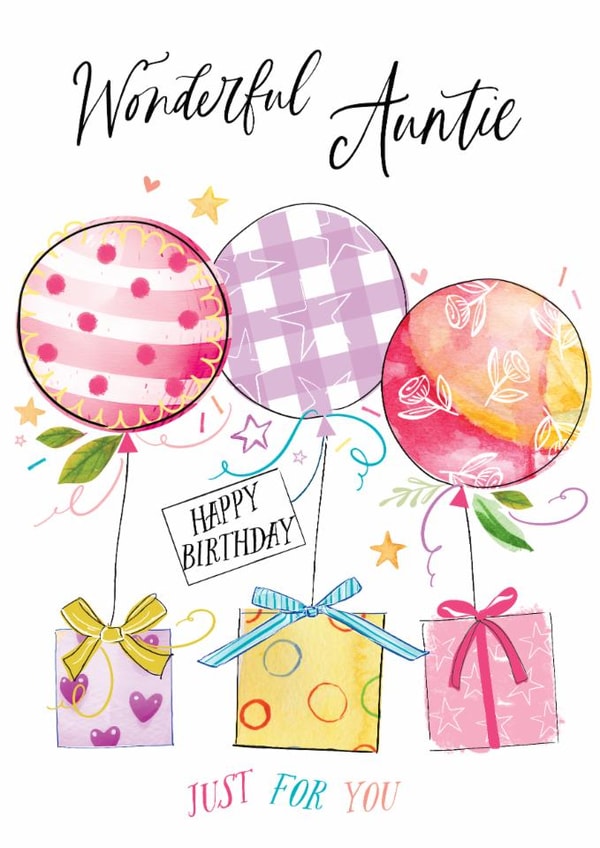 Traditional Birthday Card - For Auntie - Balloons created by Katie Phythian Design