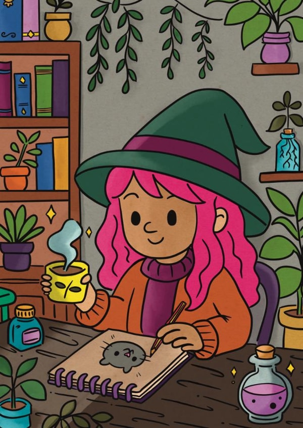 Cosy Witch Artist Card - Thinking of You, Creative Friend | Chronic & Iconic created by Northern Bird Designs