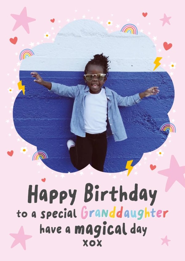 Cute Birthday Card - For Granddaughter - Magical Day created by Macie Dot Doodles
