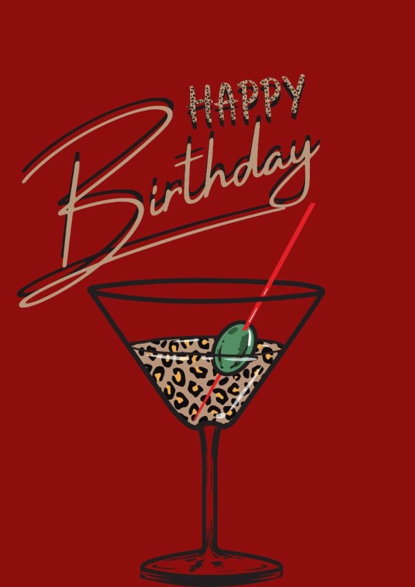 Leopard Print Cocktail Happy Birthday created by Alana Lyman