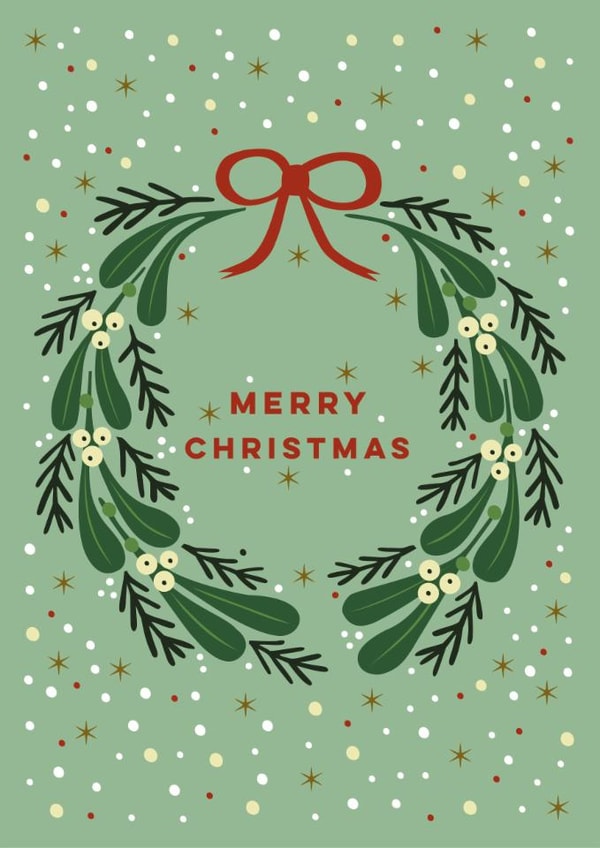 Classic Christmas Card - Wreath - Mistletoe created by Eli the Goat