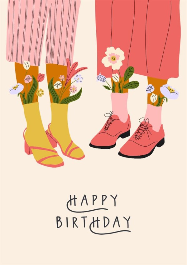 Classic Birthday Card - Blooming Flowers - For Her created by Sad Girl Illustration