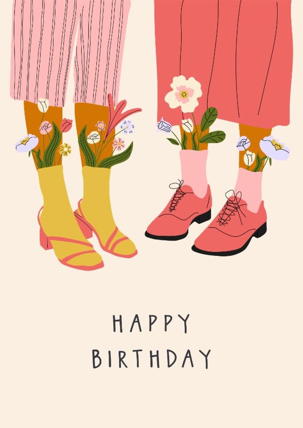 Classic Birthday Card - Blooming Flowers - For Her created by Sad Girl Illustration