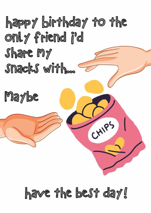 happy birthday friends sharing snacks created by Chasing Cards