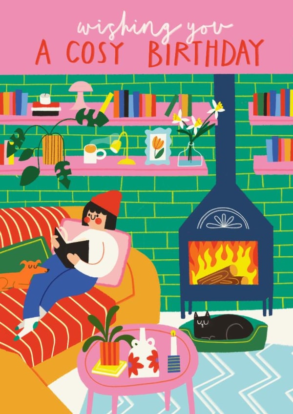 Cute Birthday Card - For Her - Cosy Birthday created by AbiGoLucky