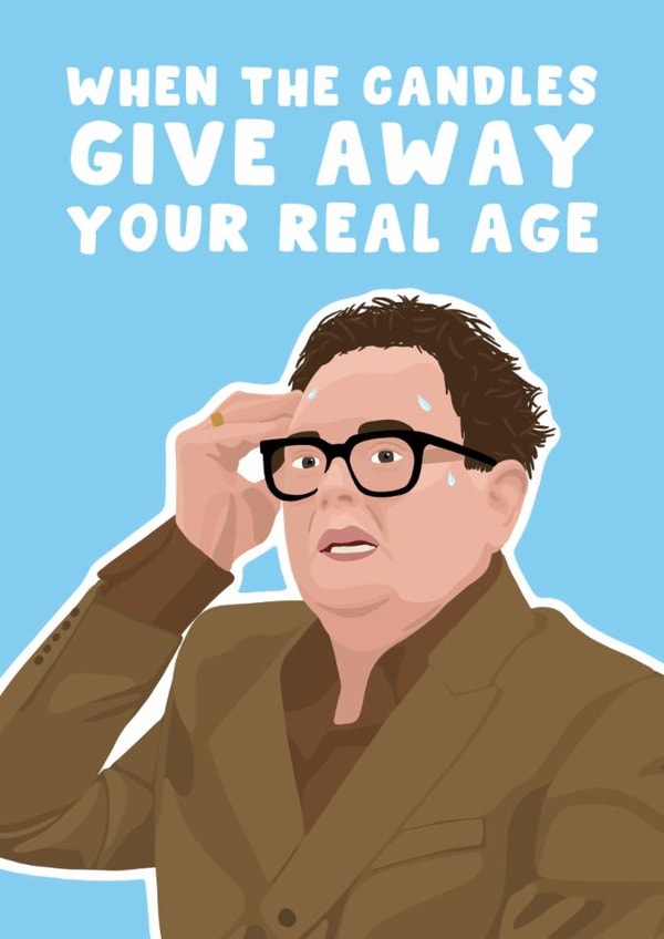 Funny Birthday Card - Alan Carr - Celebrity Traitors - Real Age created by Pink Peach Cards