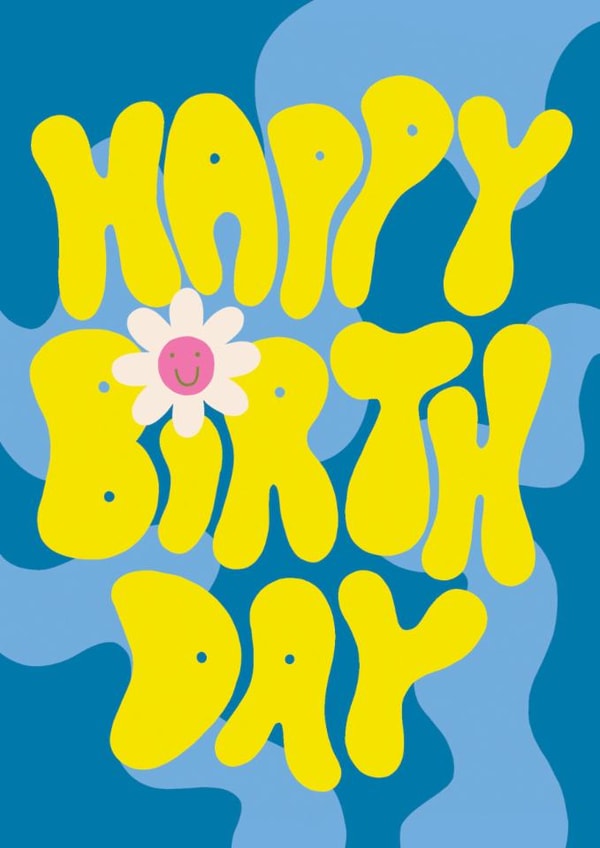 Cute Birthday Card - Bold Typography - Daisy - Retro Patterns created by Raspberry Blossom