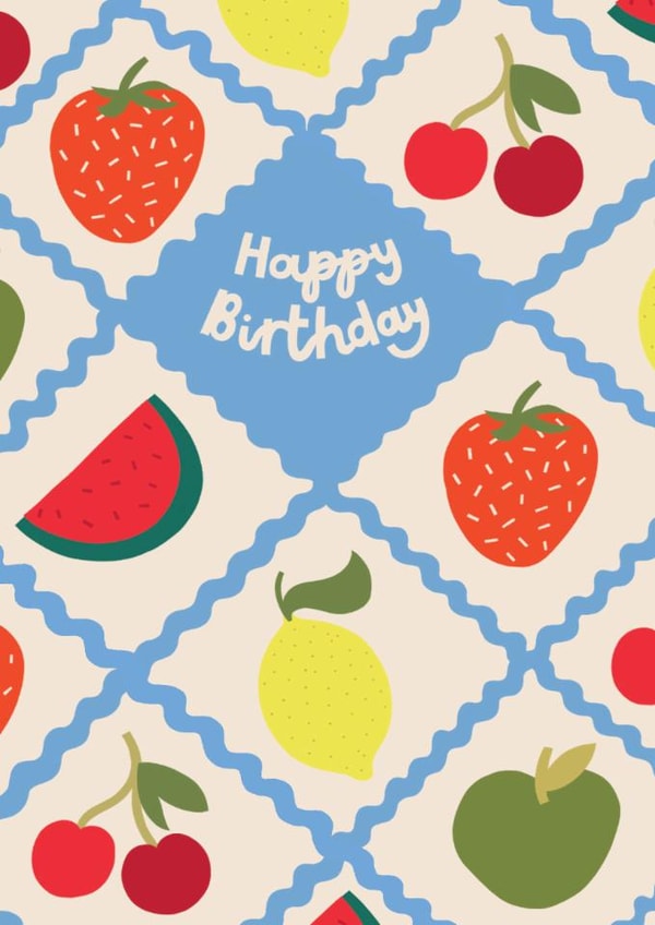 Arty Birthday Card - For Her - Fruit Pattern created by Raspberry Blossom