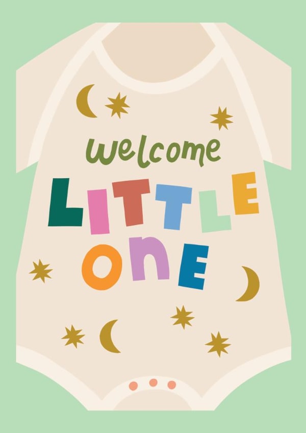 Cute New Baby Card - Welcome Little One - Baby Grow created by Raspberry Blossom