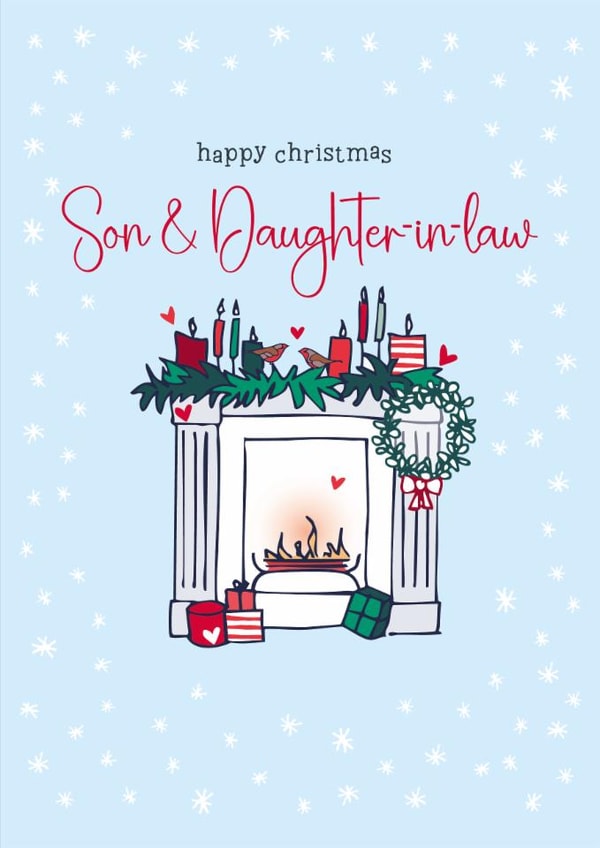 Traditional Christmas Card - For Son & Daughter In Law - Fireplace created by Molly Mae