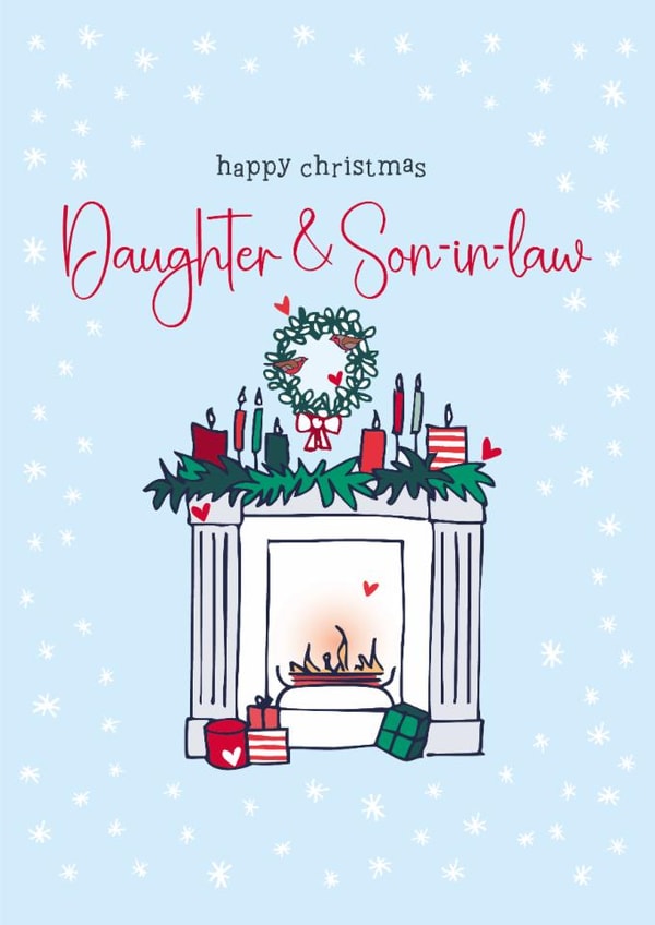 Traditional Christmas Card - For Daughter & Son In Law - Fireplace created by Molly Mae