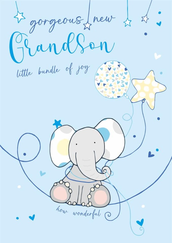 Traditional New Baby Card - New Grandson - Little Bundle Of Happiness created by Molly Mae