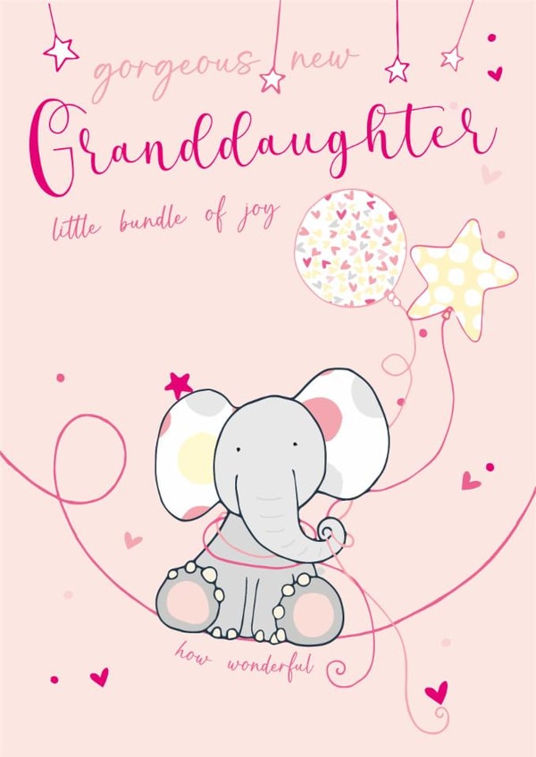 Traditional New Baby Card - For Granddaughter - Little Bundle Of Happiness created by Molly Mae