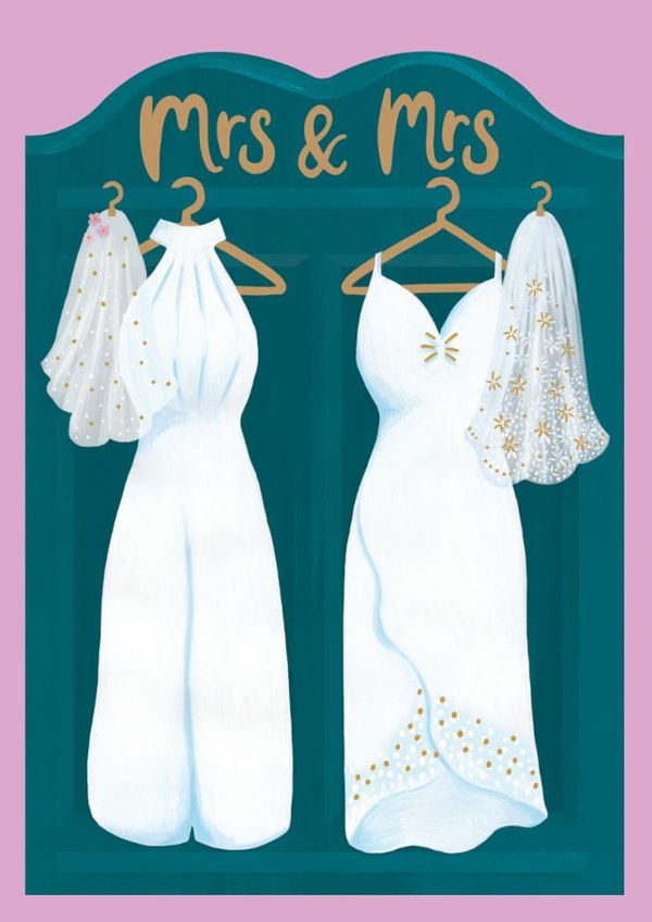 Classic Wedding Card - LGBTQ+ - Dresses created by Raspberry Blossom