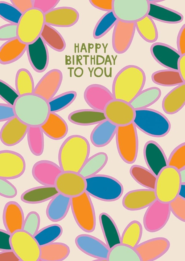Fun Birthday Card - For Her - Retro Flowers created by Raspberry Blossom