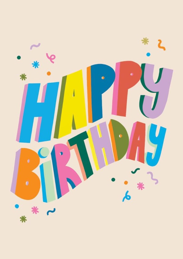 Classic Birthday Card - Bold & Colourful Typography - Confetti created by Raspberry Blossom