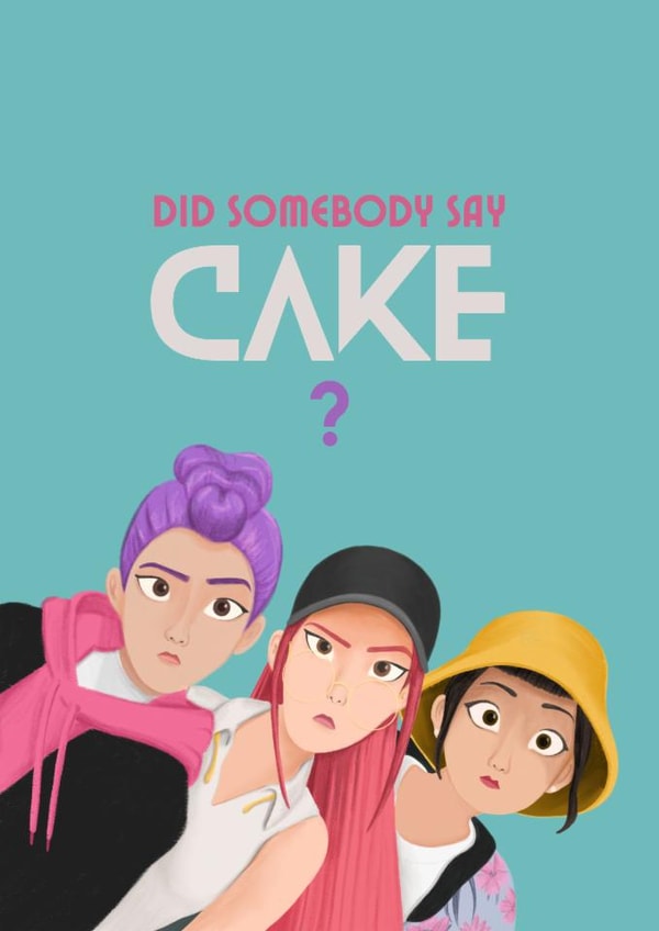 Funny Birthday Card - K-Pop Demon Hunters - Cake created by Sian Moore Illustration