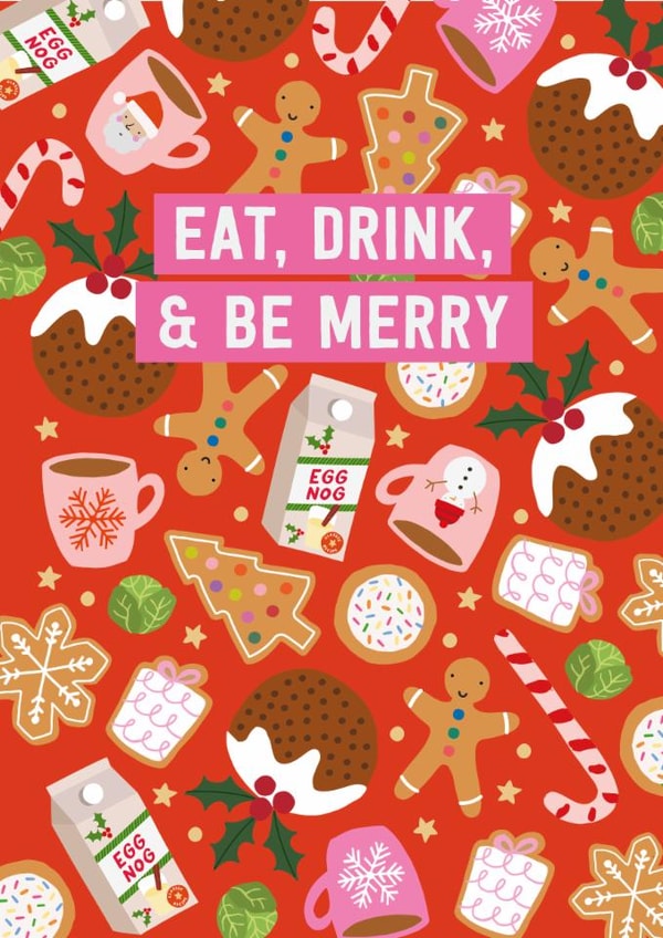 Cute Christmas Card – Eat, Drink And Be Merry created by Mifkins