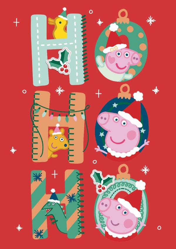 Cute Kids Christmas Card – Peppa Pig Ho Ho Ho – Fun Festive Design created by Danilo