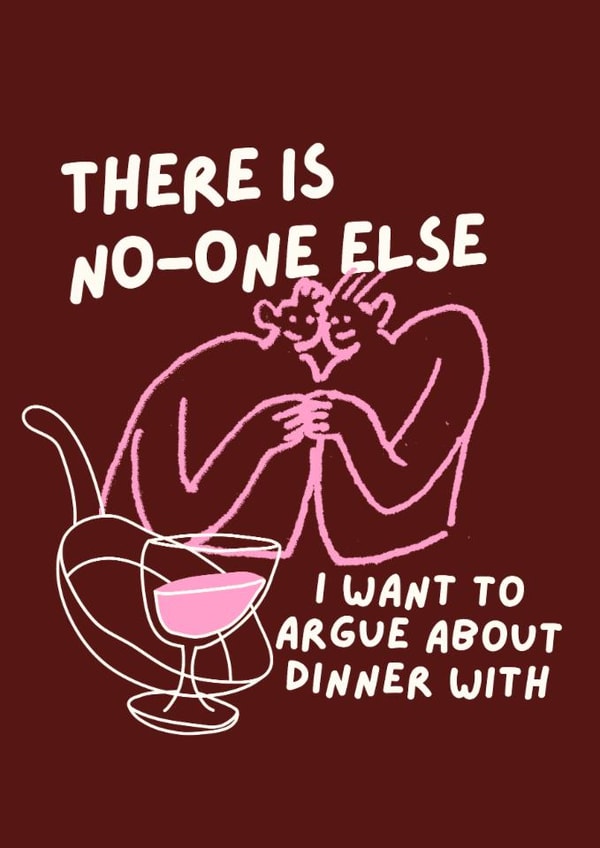 Playful Romantic Card for Significant Other That Loves Food and choosing dinner created by Jenny Cleeton