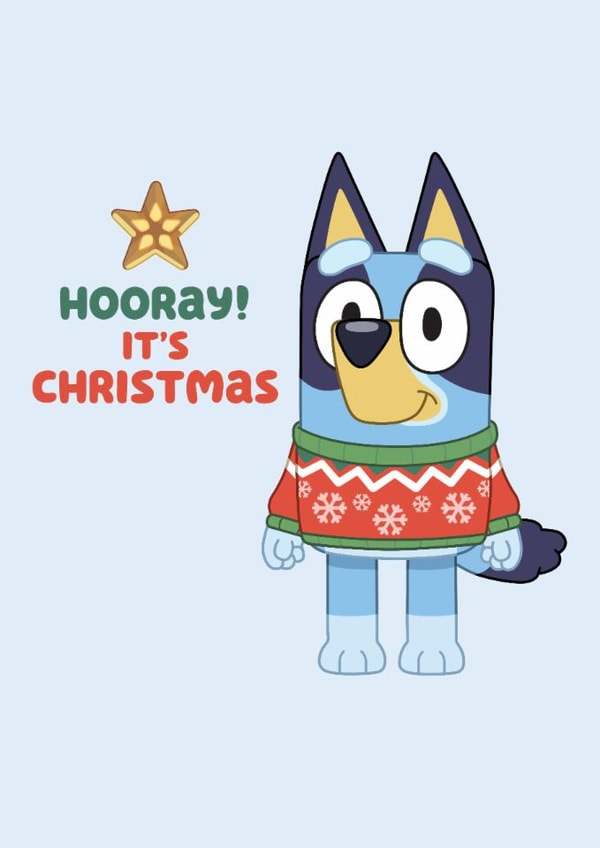 Cute Christmas Card – Bluey Hooray It’s Christmas – Festive Jumper Design created by Danilo