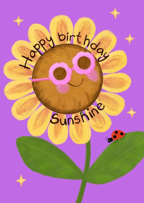 This card features a cute cheerful sunflower suitable for children and adults. created by Sharonflemingart